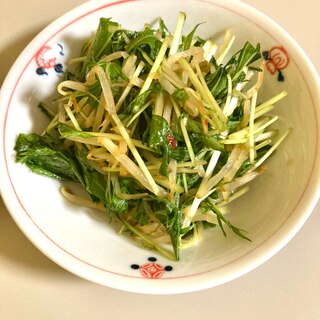 サラダ感覚♡水菜ともやしのナムル♬